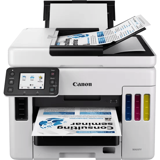 Canon MAXIFY GX7040 wireless all-in-one printer printing a document.