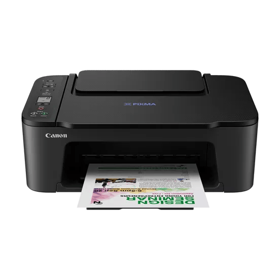 Canon PIXMA E3440 wireless printer printing a document.